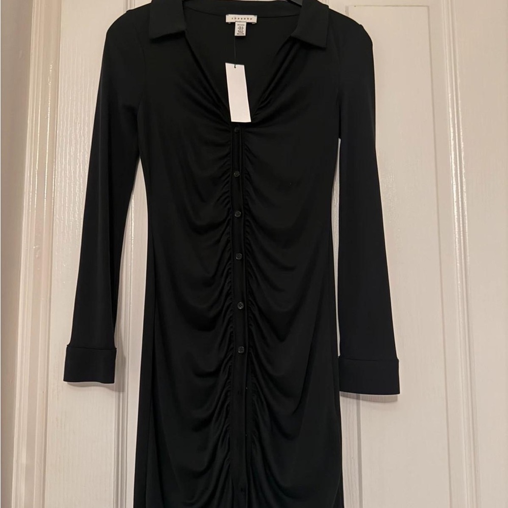 Topshop Black Long Sleeve Bodycon Dress